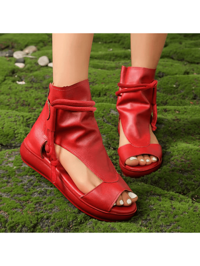 Red Waterproof Platform Sandals: Elevate Your Style with Slope Heel Fashion