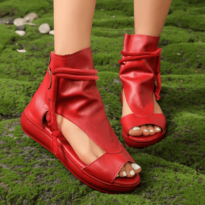 Red Waterproof Platform Sandals: Elevate Your Style with Slope Heel Fashion