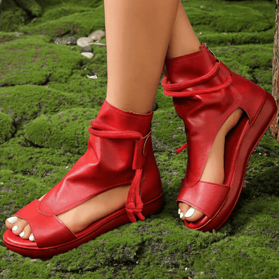 Red Waterproof Platform Sandals: Elevate Your Style with Slope Heel Fashion