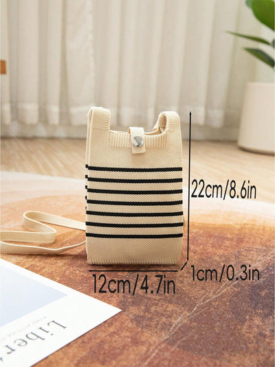 Chic and Convenient: Striped Knitted Foldable Handbag for Daily Use and Adventures