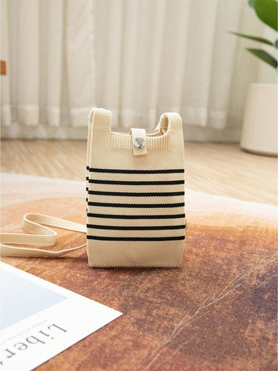 Chic and Convenient: Striped Knitted Foldable Handbag for Daily Use and Adventures