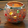 European Elegance: Flag Mosaic Glass Ball Candlestick for Candlelight Dinners and Home Decoration