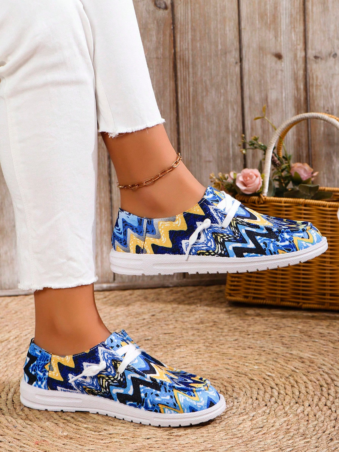 Elevate your summer style with our Multicolor Geometric Lace-Up Sandals, perfect for your next vacation. Stand out with the unique geometric design and enjoy the comfort of the lace-up feature. Made for fashion and function, these sandals are a must-have for any travel wardrobe.