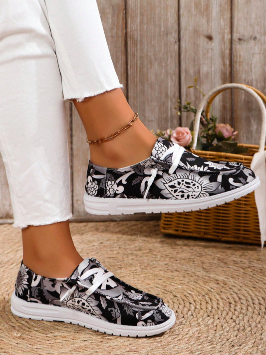 Chic and Comfy: Lace-Up Printed Shoes Perfect for Going Out
