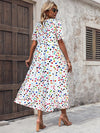 Chic and Colorful:  Geometric Print Bubble Sleeve Dress