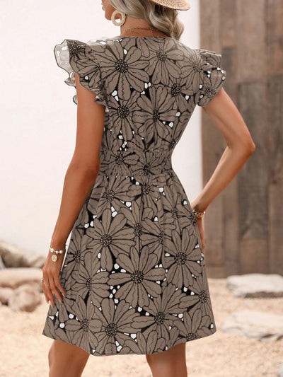 Floral Print Butterfly Sleeve Dress - Embrace Your Inner Goddess