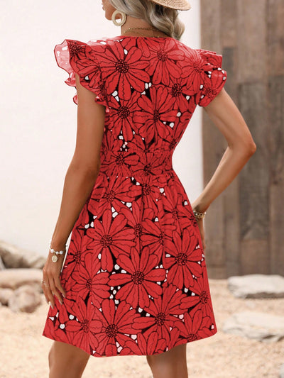 Floral Print Butterfly Sleeve Dress - Embrace Your Inner Goddess