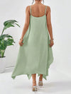 Mint Green Essence: Simple Solid Color Casual Loose Summer Dress With Asymmetric Hemline