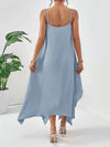 Mint Green Essence: Simple Solid Color Casual Loose Summer Dress With Asymmetric Hemline