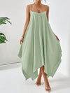 Mint Green Essence: Simple Solid Color Casual Loose Summer Dress With Asymmetric Hemline