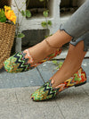 Classic Green Plus Size Round Toe Flat Shoes with Sweet Bow Detail