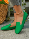 Classic Green Plus Size Round Toe Flat Shoes with Sweet Bow Detail