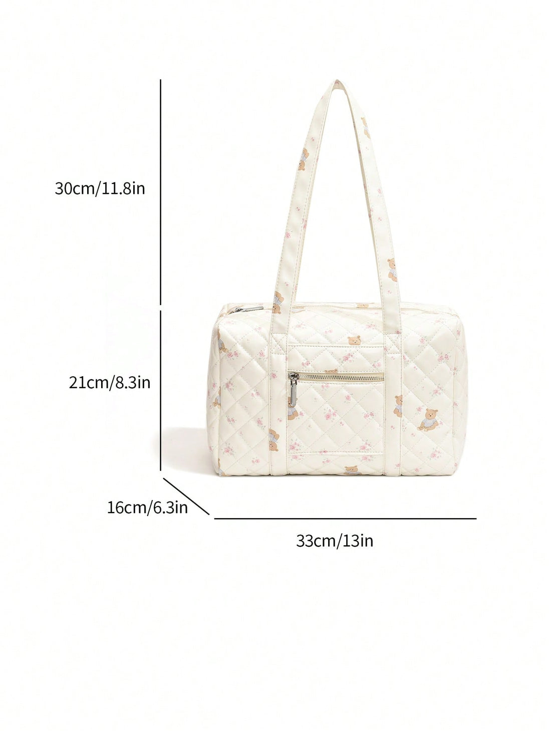 Simple & Cute Bear Pattern Square Tote Bag for WomenThis tote bag features a simple and cute bear pattern, perfect for adding a touch of charm to your everyday style. Made for women, the square shape allows for ample storage space while remaining compact and lightweight. Elevate your outfit and stay organized with this adorable tote bag.