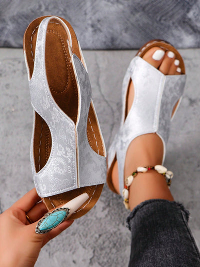 Women's Fashionable White Hollow-Out Wedges: Summer Casual Sandals