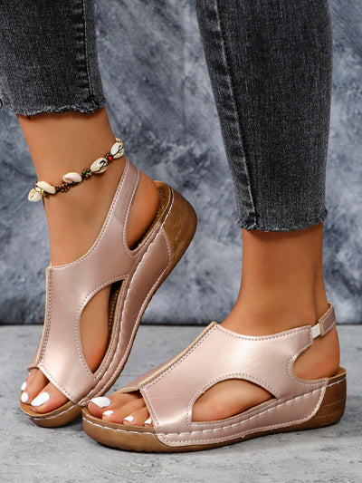 Women's Fashionable White Hollow-Out Wedges: Summer Casual Sandals