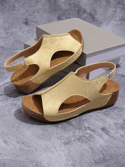 Women's Fashionable White Hollow-Out Wedges: Summer Casual Sandals