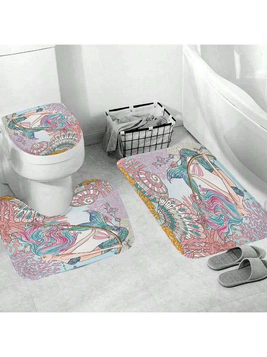 Transform your bathroom into a magical underwater oasis with our Mermaid Magic Bathroom Makeover set. Featuring a beautiful pink shell print shower curtain and waterproof bathroom mats, this set is perfect for adding a touch of whimsy and functionality to your space. Made with durable materials for long-lasting use.