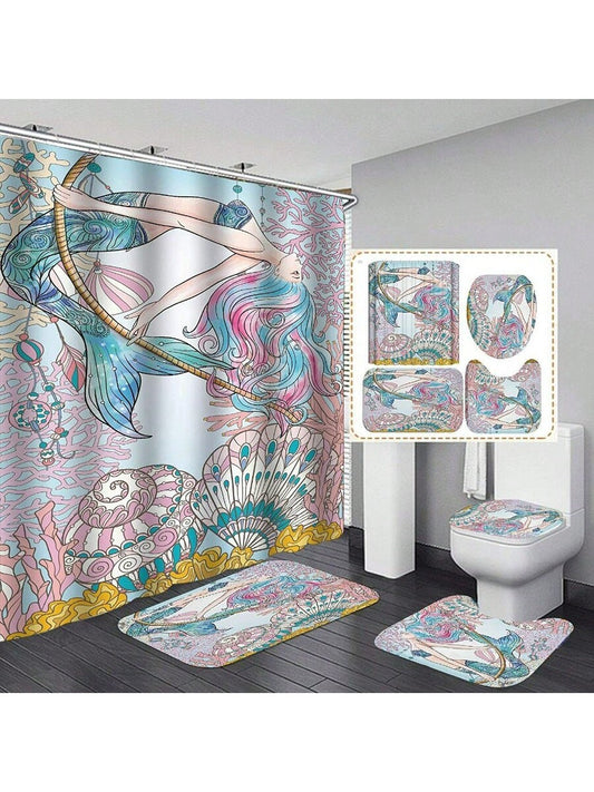 Transform your bathroom into a magical underwater oasis with our Mermaid Magic Bathroom Makeover set. Featuring a beautiful pink shell print shower curtain and waterproof bathroom mats, this set is perfect for adding a touch of whimsy and functionality to your space. Made with durable materials for long-lasting use.