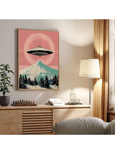 Interstellar Herd: 3-Piece UFO Highland Cattle Themed Decorative Painting Set