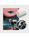 Interstellar Herd: 3-Piece UFO Highland Cattle Themed Decorative Painting Set