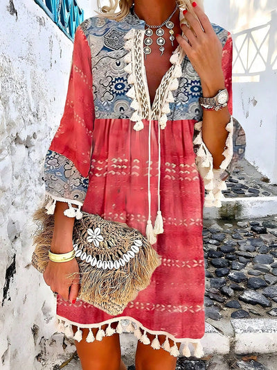 Desert Dreamer: Women's Tassel Decorated Western Style Dress