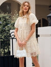 Chic and Stylish: Women's Short Embroidered Mesh Cardigan Dress