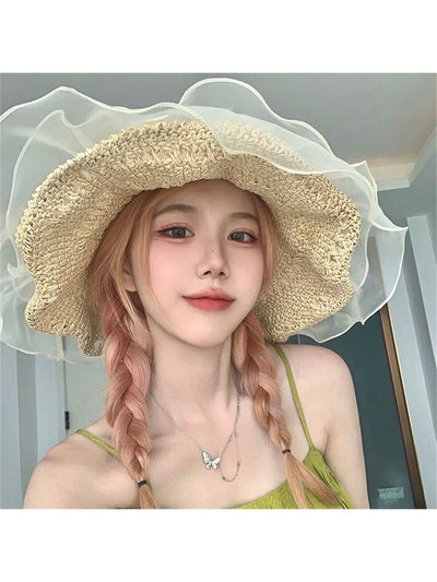 Stay stylish and sun-protected with our Japanese Elegance: Lace Brim Sun Hat for Women. Perfect for summer vacation and beach days, this hat features a delicate lace brim design that adds a touch of elegance to any outfit. Stay safe from harmful UV rays while staying fashion-forward.