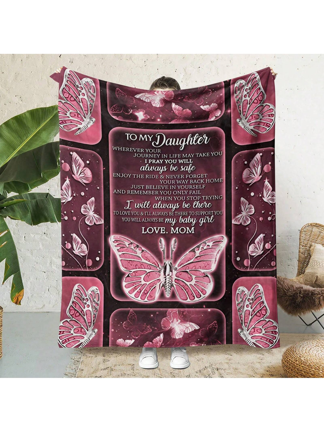 Introducing the Cozy Daughter Slogan Flannel Fleece Blanket - your go-to for all seasons. Made with soft and warm flannel fleece, this blanket is perfect for snuggling up on chilly nights or using as a lightweight cover during warmer months. The "Daughter" slogan adds a personal touch, making it an ideal gift for any proud parent.