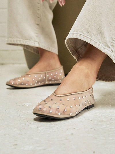 Crystal Embellished Ballet Flats: Sparkle and Shine in Rhinestone Slip-On Shoes