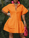 Chic Summer Solid Color Shirt Dress for Holiday