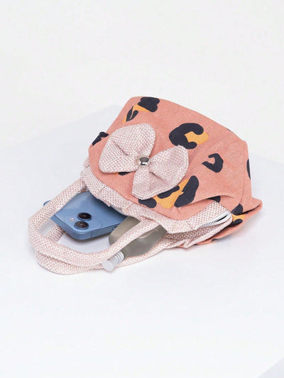 Chic Canvas Tote Bag and Bowknot Coin Purse Set: The Perfect Women's Daily Shopping Companion
