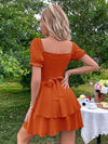 Chic and Sweet: The Sweetheart Neck Layered Hem Dress