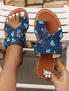 Earth Toned Butterfly Rhinestone Toe Ring Sandals - Summer New Arrival