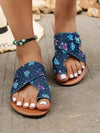 Earth Toned Butterfly Rhinestone Toe Ring Sandals - Summer New Arrival
