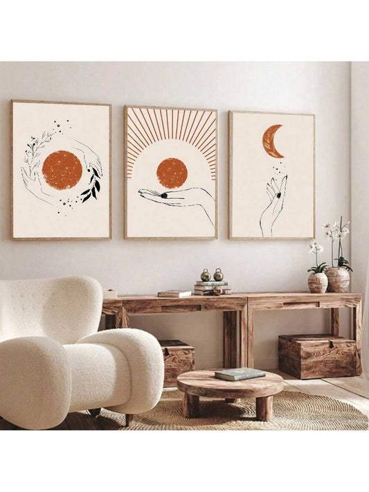 Enhance the ambiance of your home with our Boho Sun and Moon Line Pattern Wall Art Set. Featuring vibrant designs, this set will elevate the look of any living room or bedroom. Embrace the perfect balance of comfort and style with this must-have home decor.