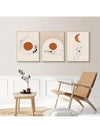 Boho Sun and Moon Line Pattern Wall Art Set - Vibrant Home Decor for Living Room and Bedroom