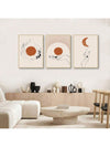 Boho Sun and Moon Line Pattern Wall Art Set - Vibrant Home Decor for Living Room and Bedroom