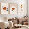 Boho Sun and Moon Line Pattern Wall Art Set - Vibrant Home Decor for Living Room and Bedroom