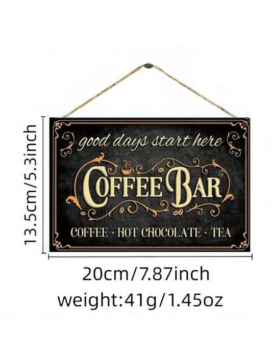 Vintage Hot Chocolate & Tea Wooden Hanging Plaque - Charming Home & Café Decor