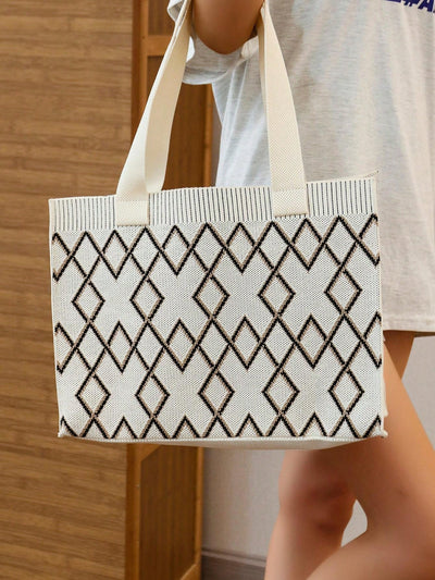 Chic and Practical: Large Knitted Shoulder Tote Bag for Women