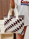 Chic and Stylish: Knitted Striped Tote Bag for Fashionable Travel and Shopping