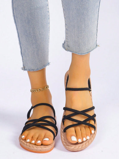 Comfortable Crossed Anti-Slip Flat Sandals: Perfect for Casual Beach Days