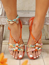 Vacation-Ready Beaded Flat Sandals: Stylish Solid Color for Women and Students