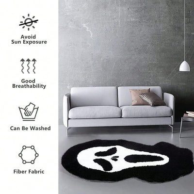 Spooky and Stylish: Home Large Skull Bath Mat - Halloween Decorative Fluffy Black Bathroom Rug