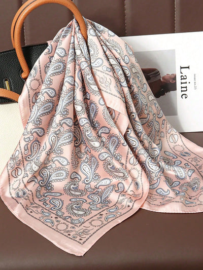 Silk Square Scarf Hair Bands: Elegant Hijab Neckerchief for Women