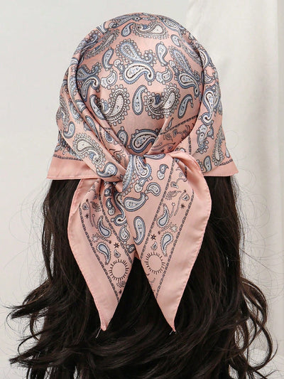 Silk Square Scarf Hair Bands: Elegant Hijab Neckerchief for Women