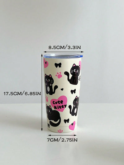 Cute Cartoon Themed Stainless Steel Insulated Water Bottle - Perfect for Summer and Winter Festivals! (20oz/600ml)