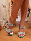 Colorful Rhinestone Square Buckle High Heels: Step into Elegance