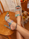 Colorful Rhinestone Square Buckle High Heels: Step into Elegance