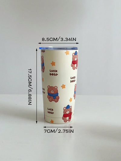 Cute Cartoon Themed Stainless Steel Insulated Water Bottle - Perfect for Summer and Winter Festivals! (20oz/600ml)